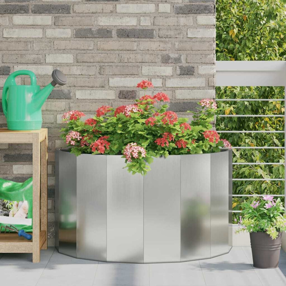 vidaXL Plantenbak Zilver 90 x 45 x 50 cm Gegalvaniseerd staal afbeelding 1