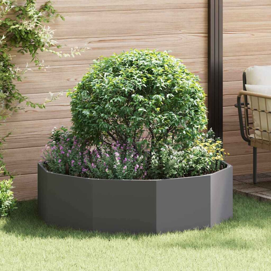 vidaXL Plantenbak Zwart 120 x 120 x 35 cm Staal afbeelding 1
