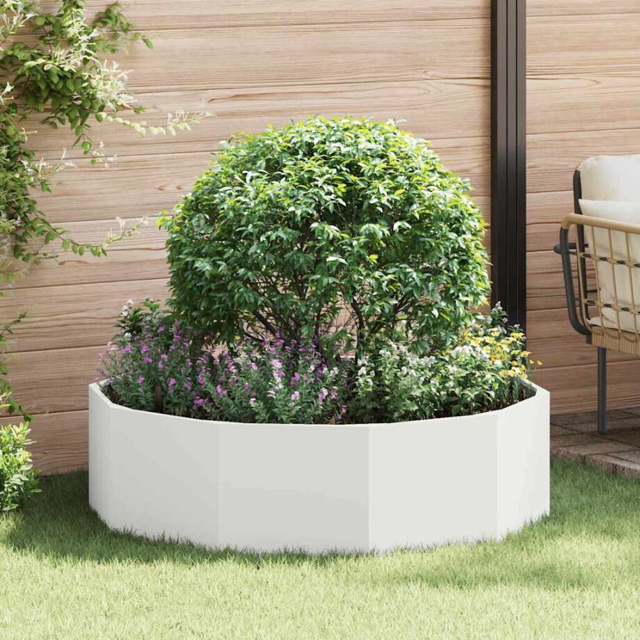 vidaXL Plantenbak Wit 120 x 120 x 35 cm Staal afbeelding 1