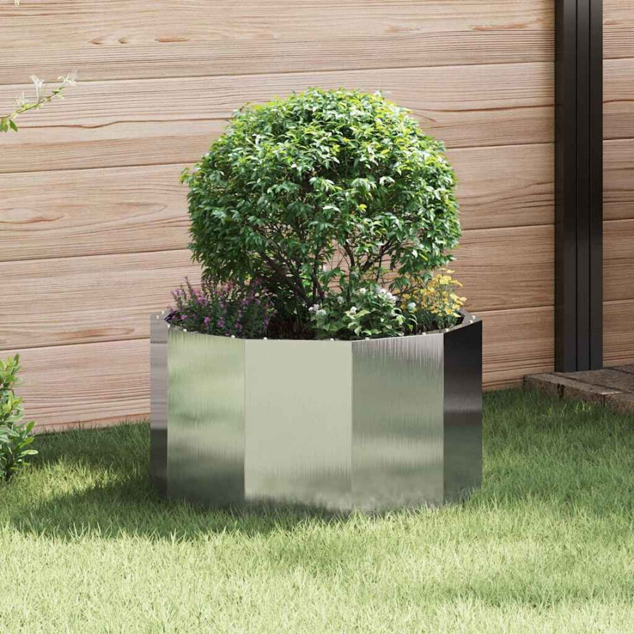 vidaXL Plantenbak Zilver 60 x 60 x 35 cm Roestvrij staal afbeelding 1