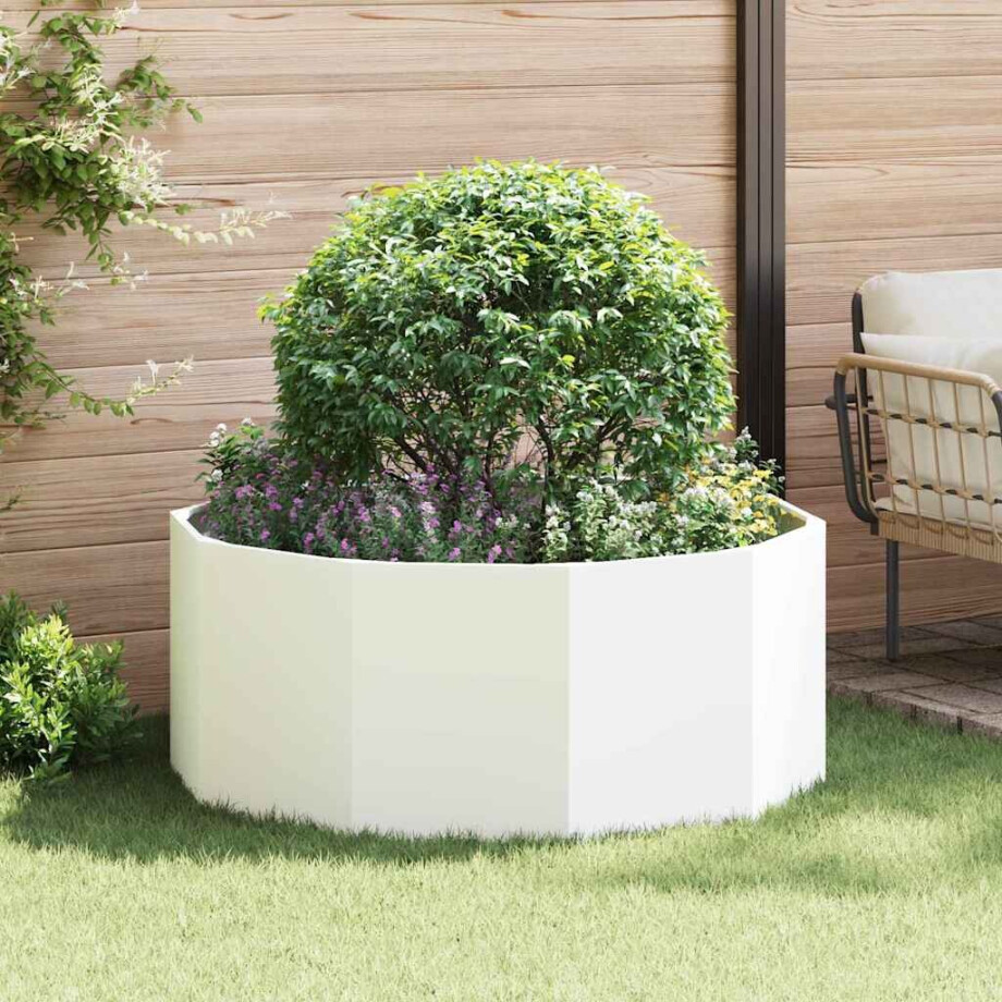 vidaXL Plantenbak Wit 120 x 120 x 50 cm Staal afbeelding 1