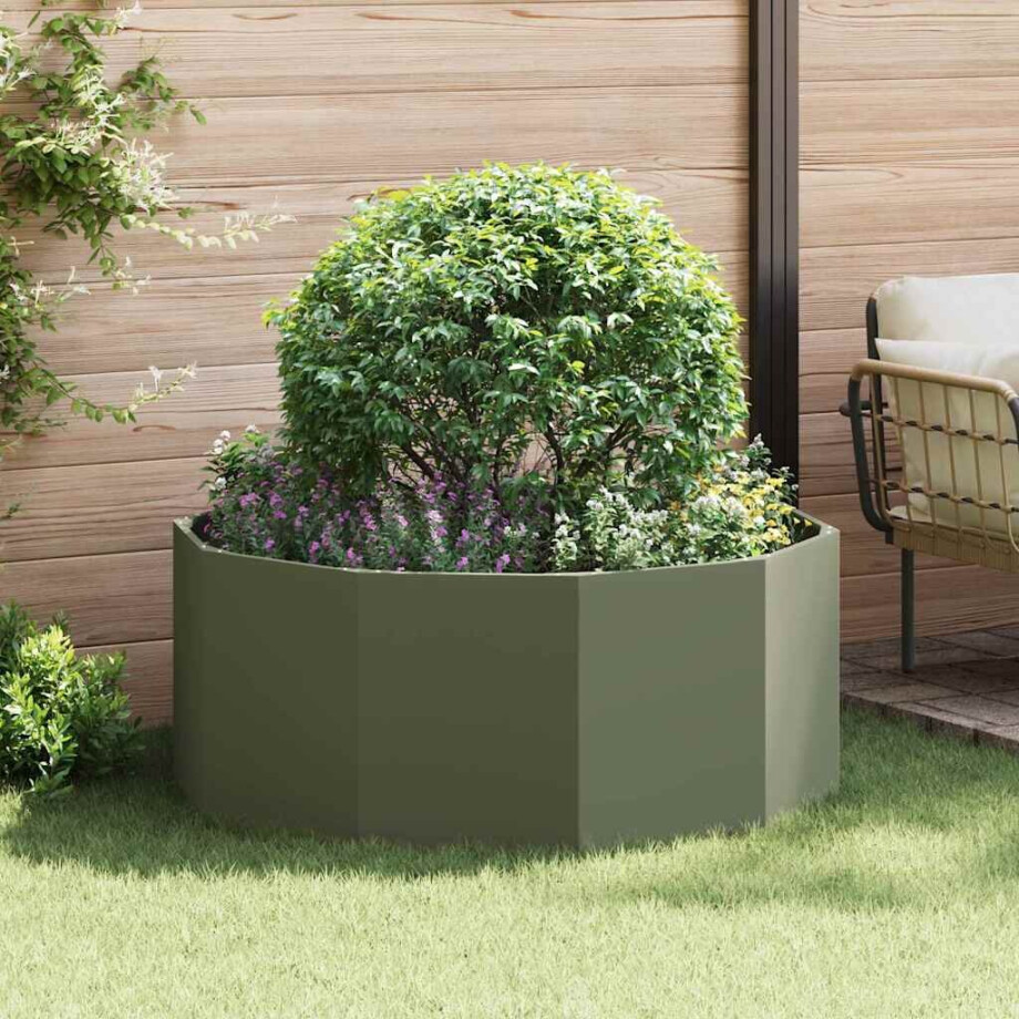 vidaXL Plantenbak Olijf Groen 120 x 120 x 50 cm Staal afbeelding 1