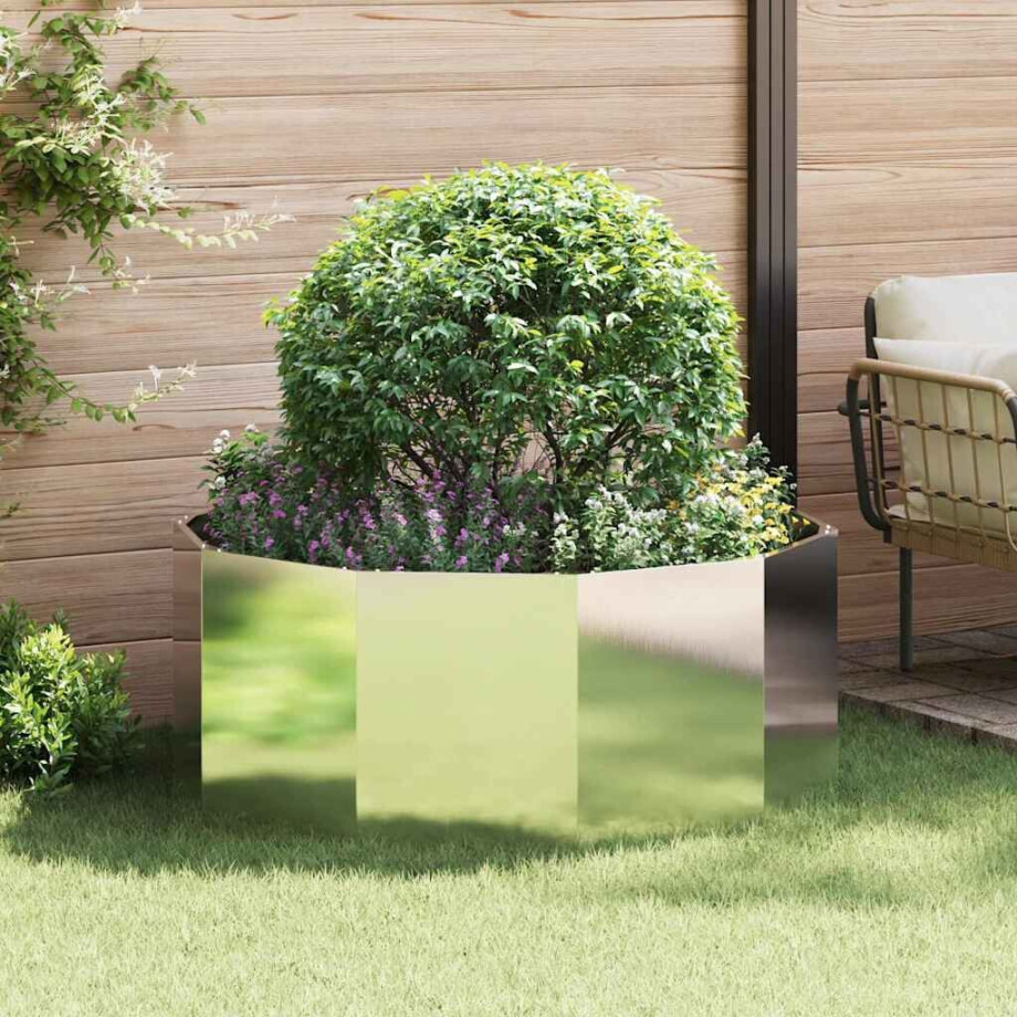 vidaXL Plantenbak Zilver 120 x 120 x 50 cm Roestvrij staal afbeelding 1