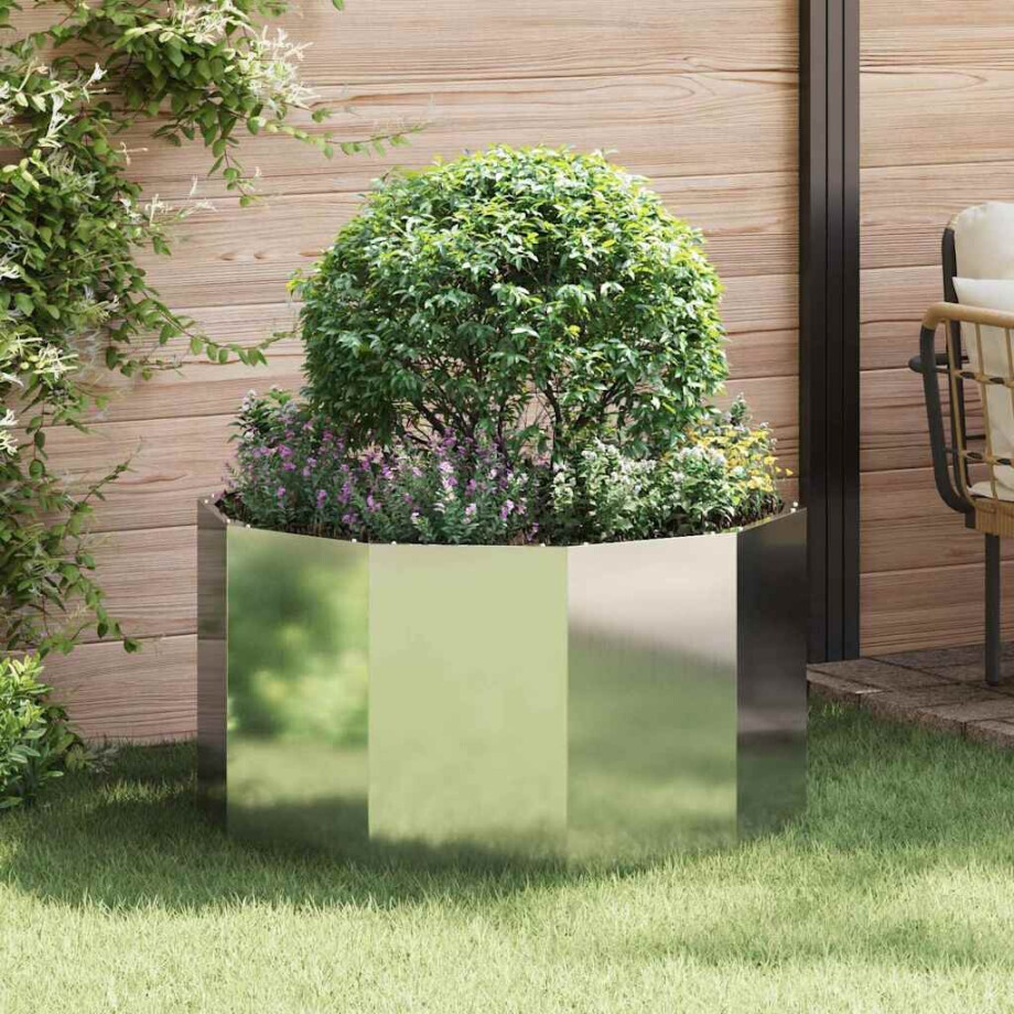vidaXL Plantenbak Zilver 90 x 90 x 50 cm Gegalvaniseerd staal afbeelding 1