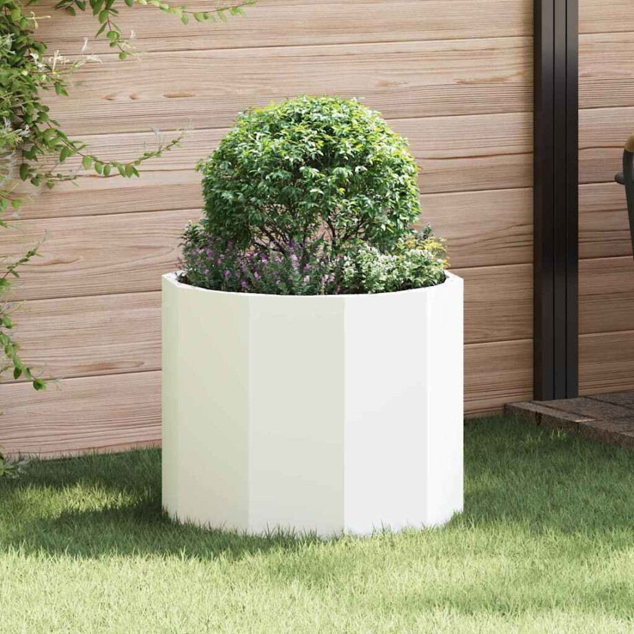 vidaXL Plantenbak Wit 60 x 60 x 50 cm Staal afbeelding 1