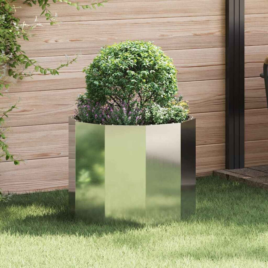 vidaXL Plantenbak Zilver 60 x 60 x 50 cm Gegalvaniseerd staal afbeelding 1