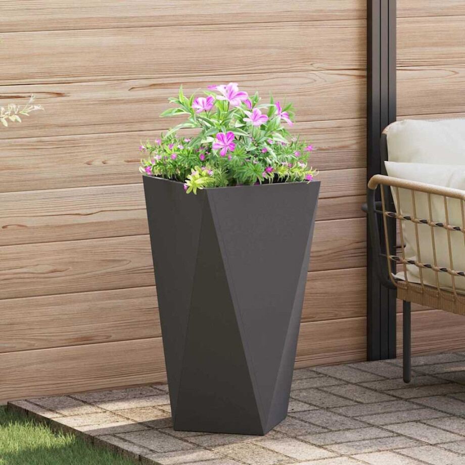 vidaXL Plantenbak Zwart 40 x 40 x 75 cm Staal afbeelding 1