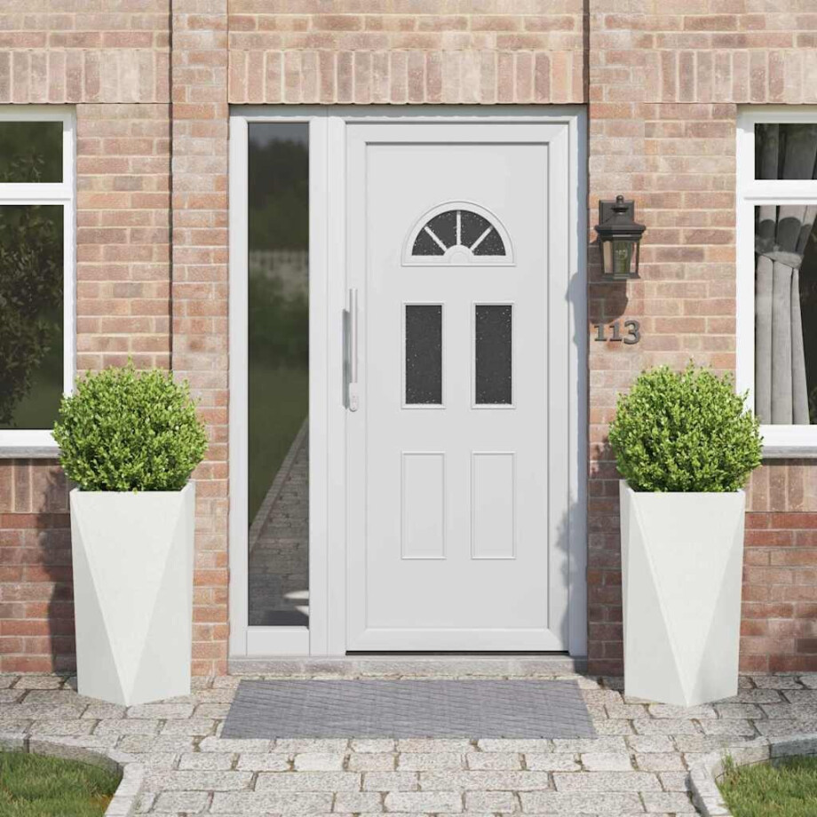 vidaXL Plantenbak 2 pcs Wit 40 x 40 x 75 cm Staal afbeelding 1