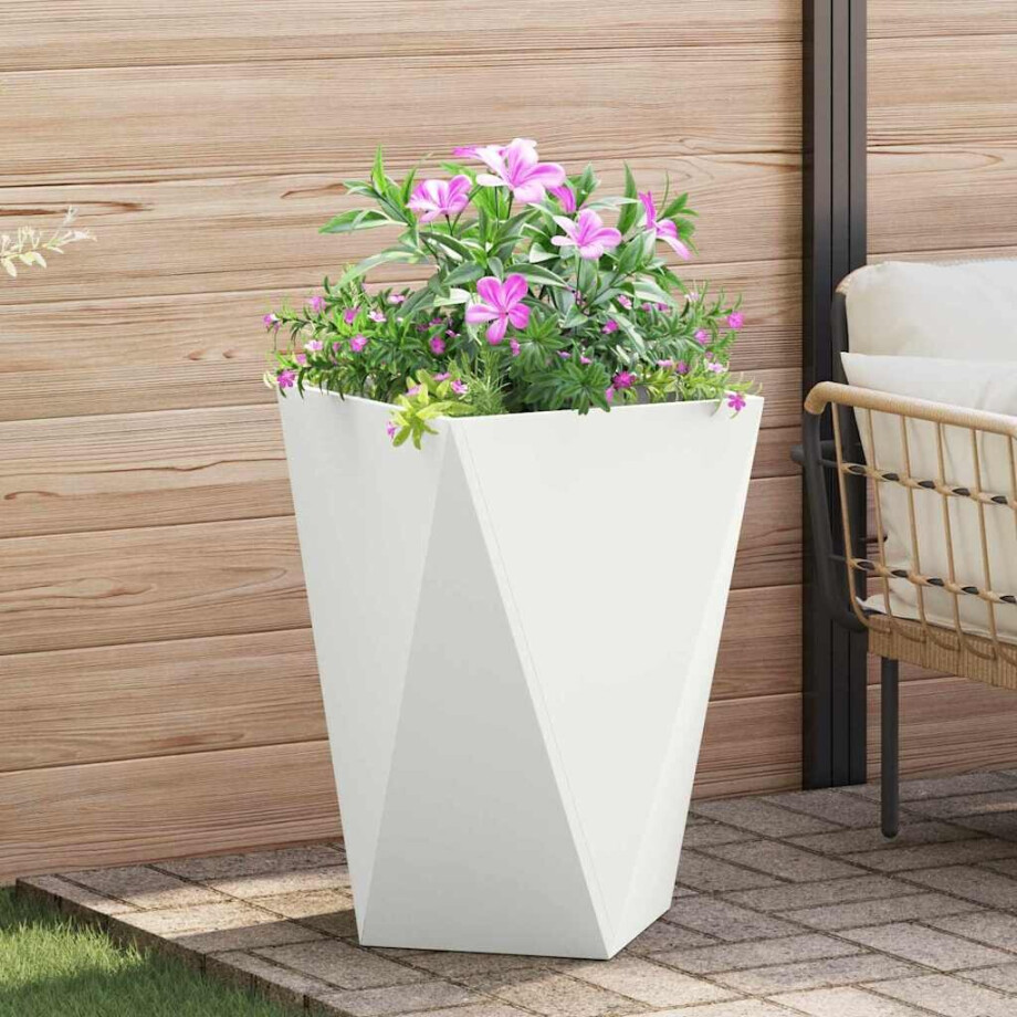 vidaXL Plantenbak Wit 50 x 50 x 75 cm Staal afbeelding 1