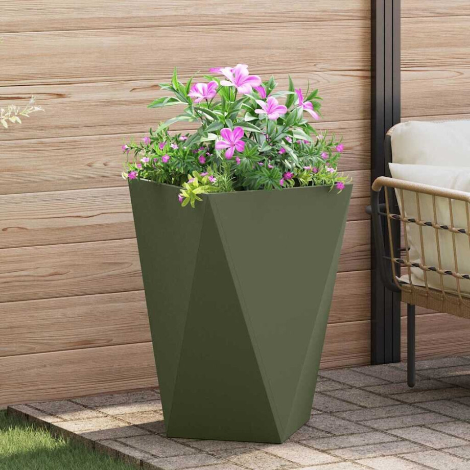 vidaXL Plantenbak Olijf Groen 50 x 50 x 75 cm Staal vidaXL Plantenbak Olijf Groen 50 x 50 x 75 cm Staal afbeelding 1