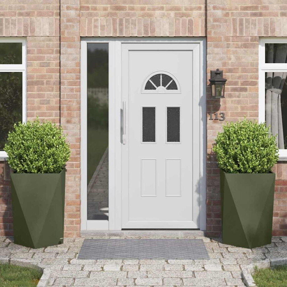 vidaXL Plantenbak 2 pcs Olijf Groen 50 x 50 x 75 cm Staal afbeelding 1