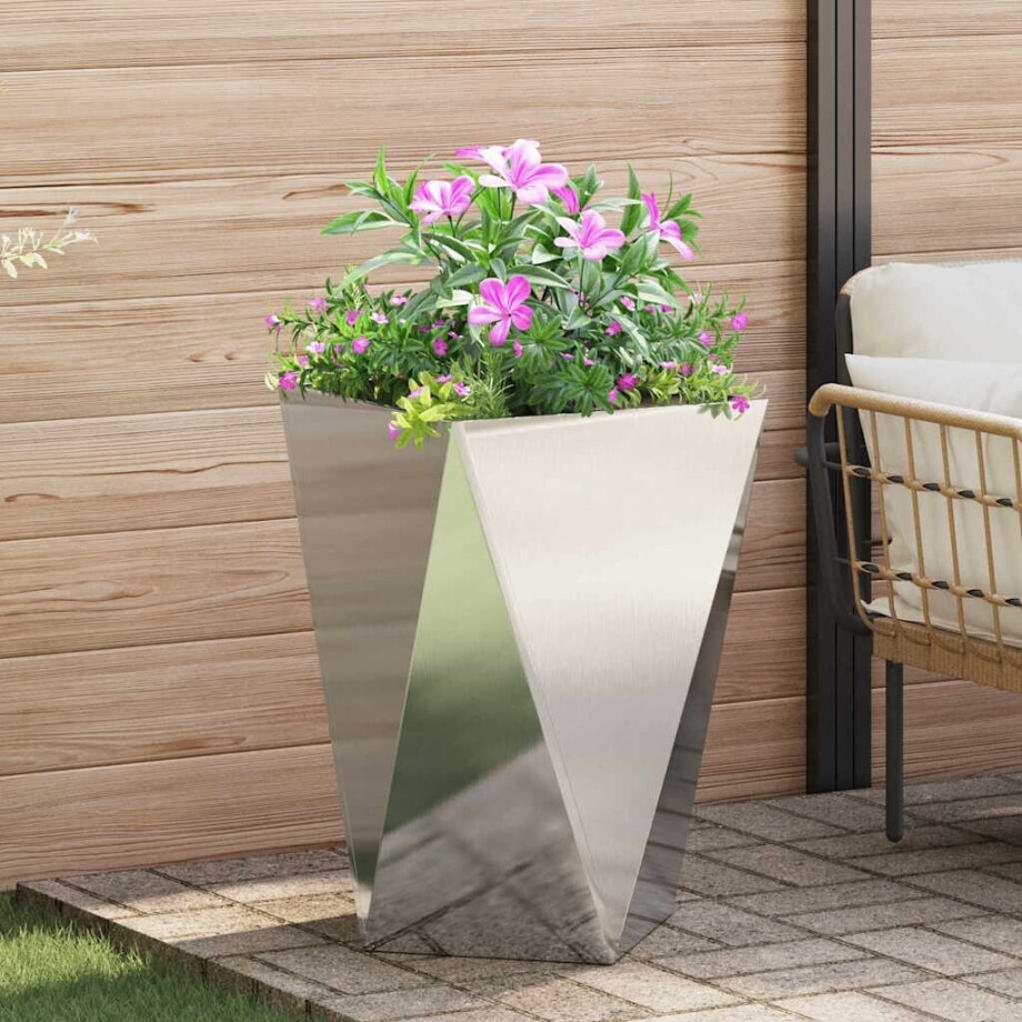 vidaXL Plantenbak Zilver 50 x 50 x 75 cm Roestvrij staal afbeelding 1