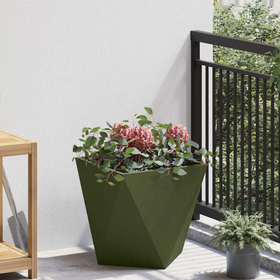 vidaXL Plantenbak Olijf Groen 40 x 40 x 40 cm Staal afbeelding 1