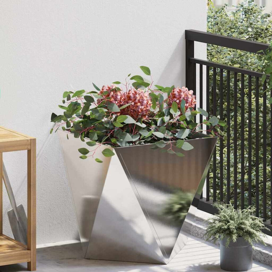 vidaXL Plantenbak Zilver 50 x 50 x 50 cm Roestvrij staal afbeelding 1