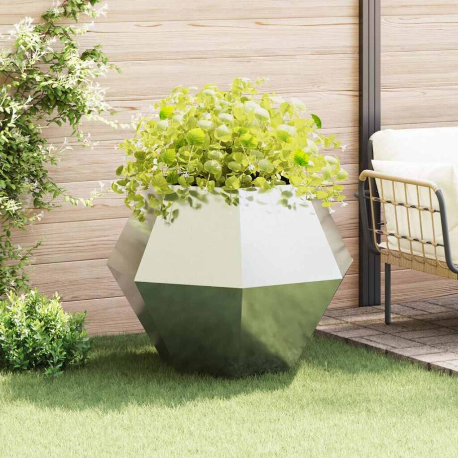 vidaXL Plantenbak Zilver 100 x 100 x 80 cm Gegalvaniseerd staal afbeelding 1