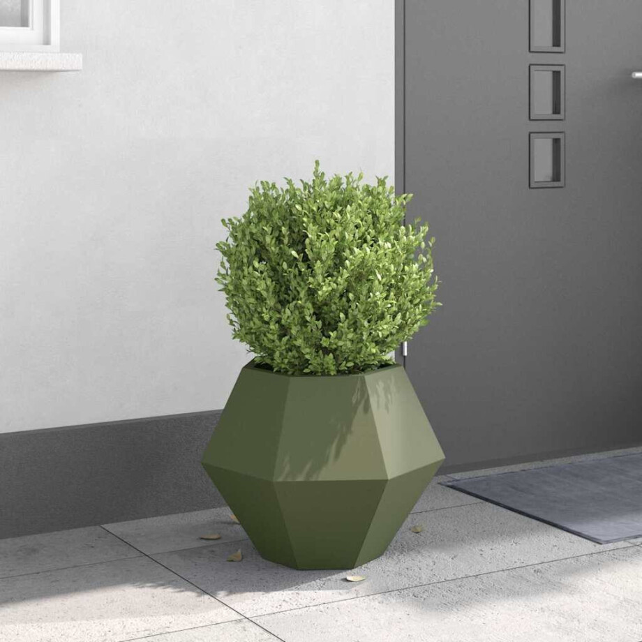 vidaXL Plantenbak Olijf Groen 50 x 50 x 40 cm Staal afbeelding 1