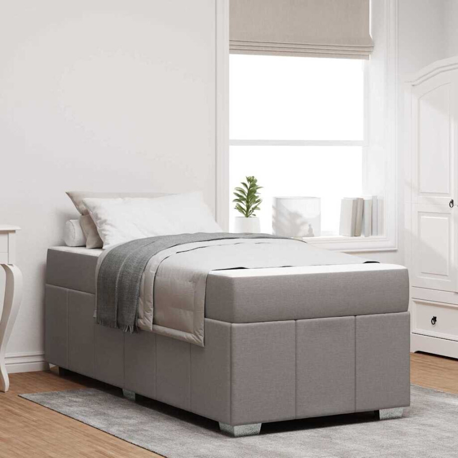 vidaXL Bedframe Taupe 90 x 190 cm Stof vidaXL Bedframe Taupe 90 x 190 cm Stof afbeelding 1