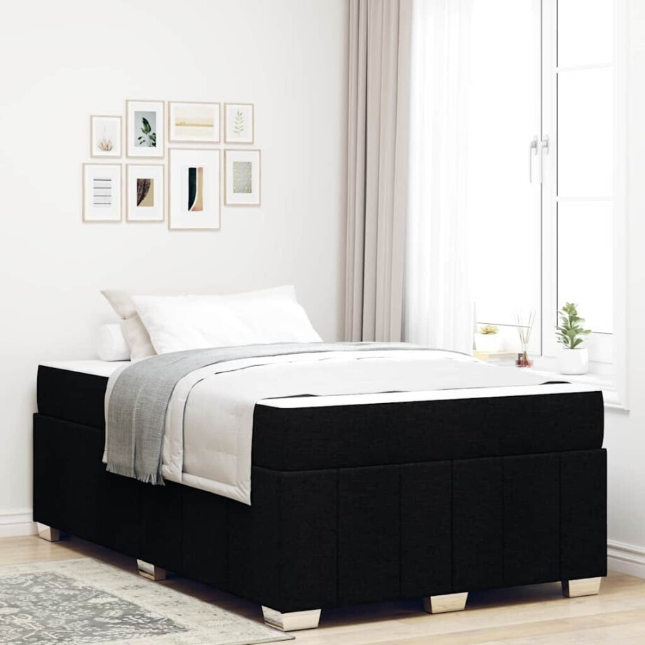 vidaXL Bedframe Zwart 120 x 200 cm Stof afbeelding 1