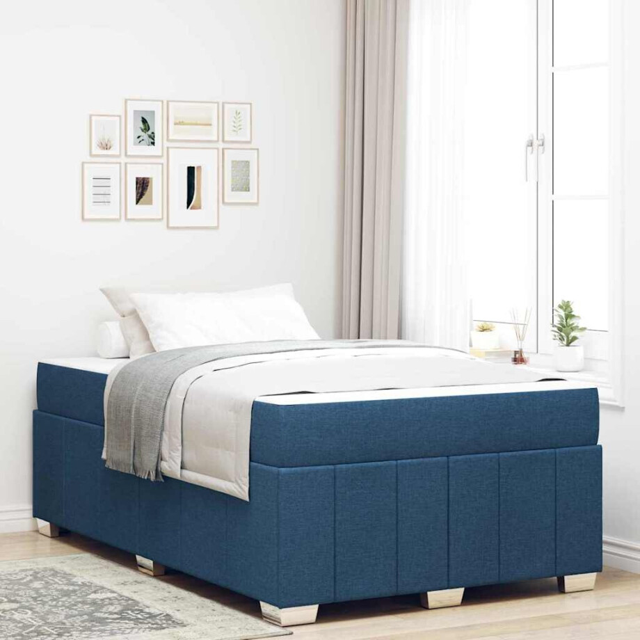 vidaXL Bedframe Blauw 120 x 200 cm Stof vidaXL Bedframe Blauw 120 x 200 cm Stof afbeelding 1