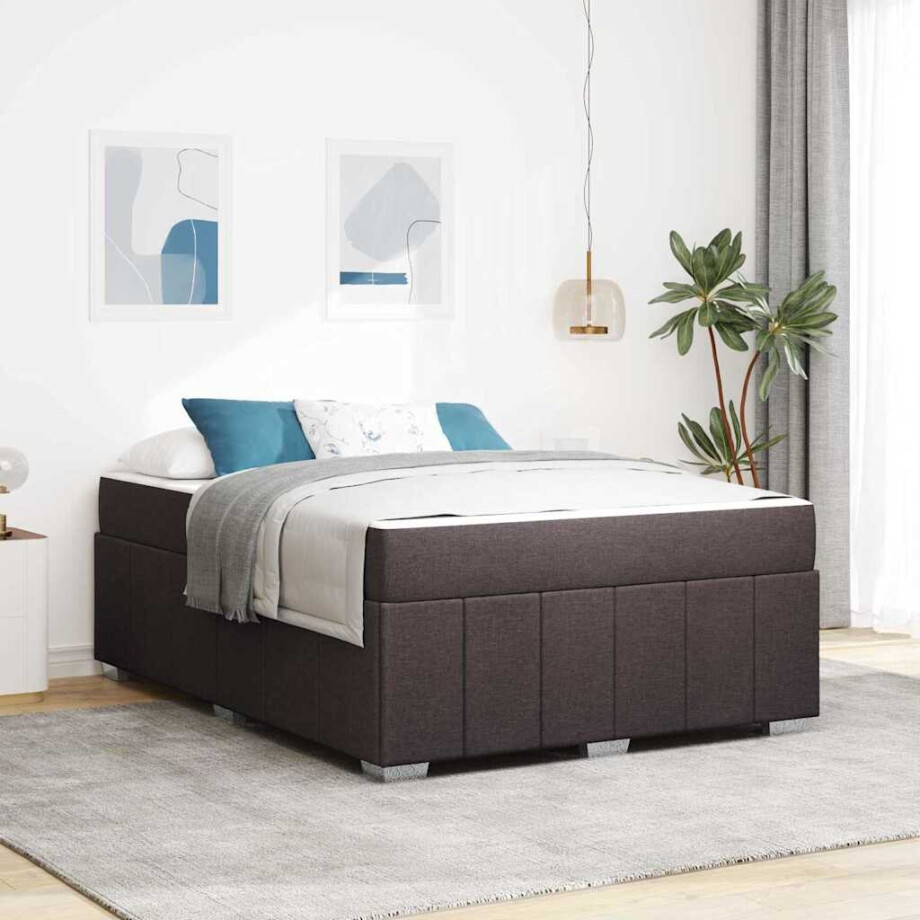 vidaXL Bedframe Donkerbruin 160 x 200 cm Stof afbeelding 1
