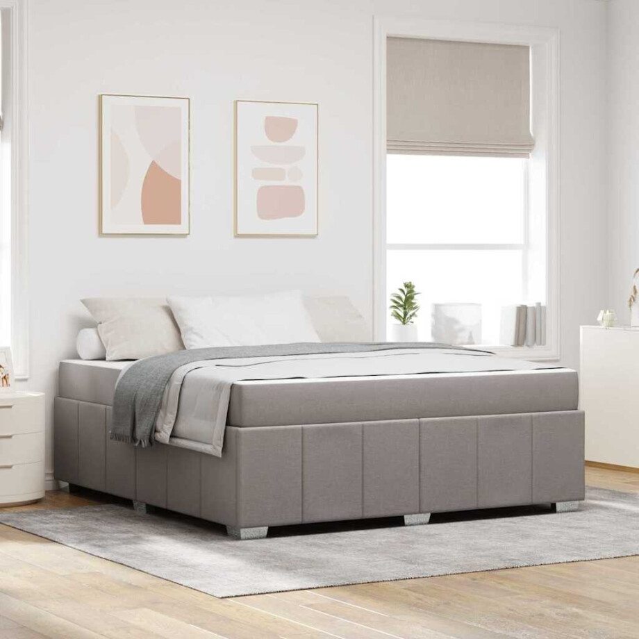 vidaXL Bedframe Taupe 180 x 200 cm Stof vidaXL Bedframe Taupe 180 x 200 cm Stof afbeelding 1