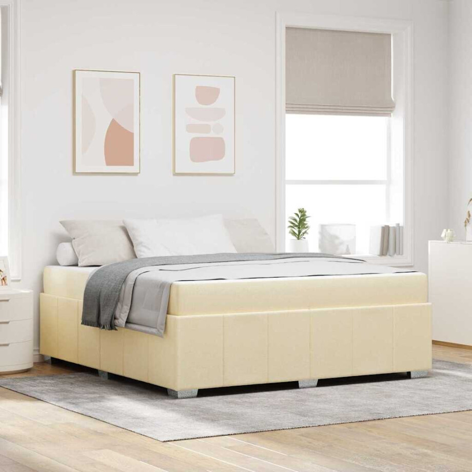 vidaXL Bedframe Crème 180 x 200 cm Stof afbeelding 1