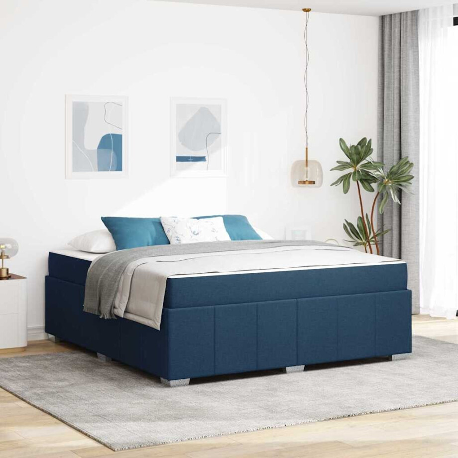 vidaXL Bedframe Blauw 180 x 200 cm Stof afbeelding 1