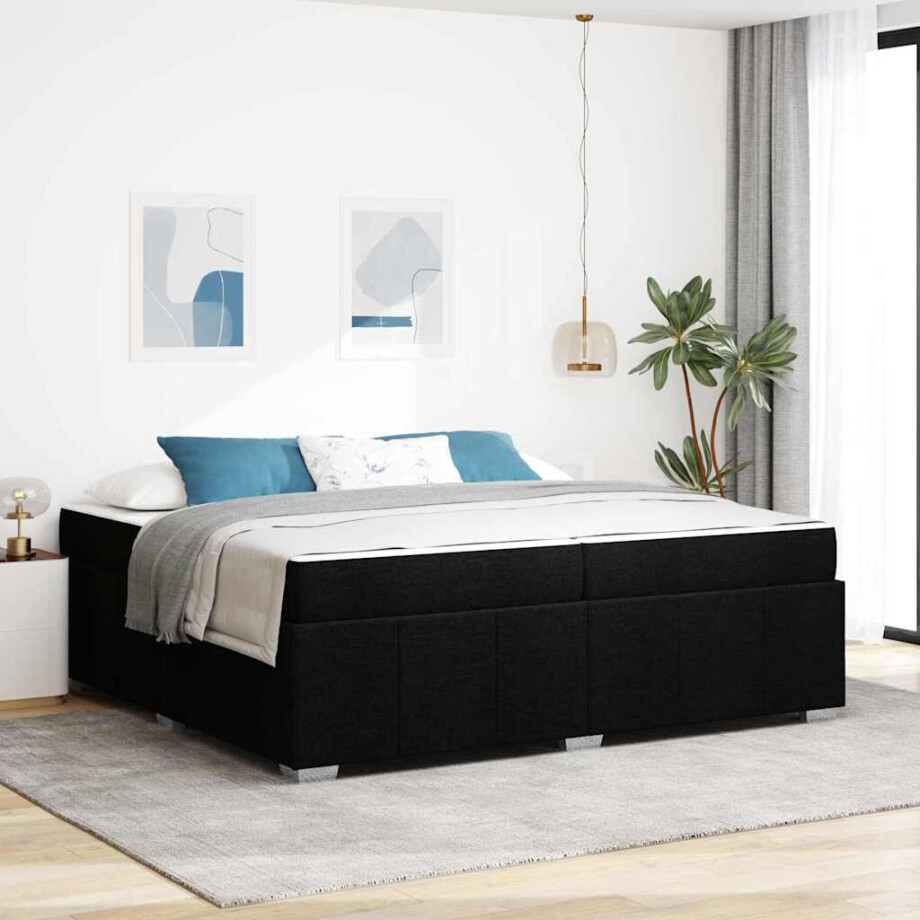 vidaXL Bedframe Zwart 200 x 200 cm Stof afbeelding 1