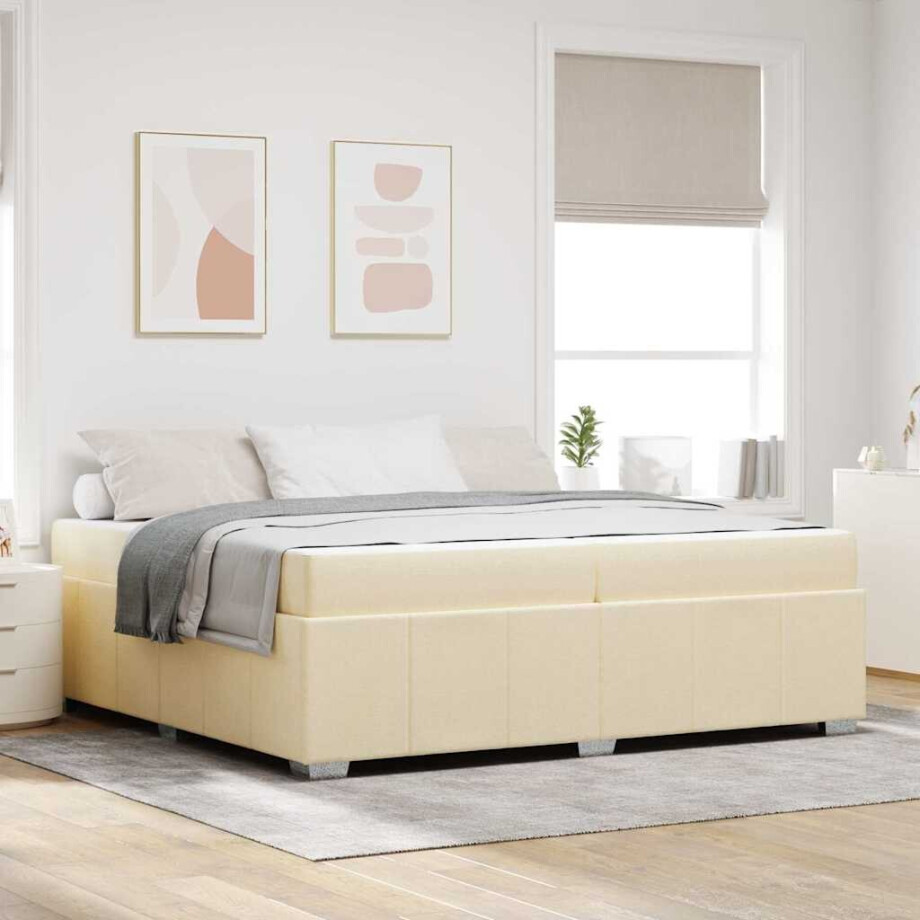 vidaXL Bedframe Crème 200 x 200 cm Stof vidaXL Bedframe Crème 200 x 200 cm Stof afbeelding 1