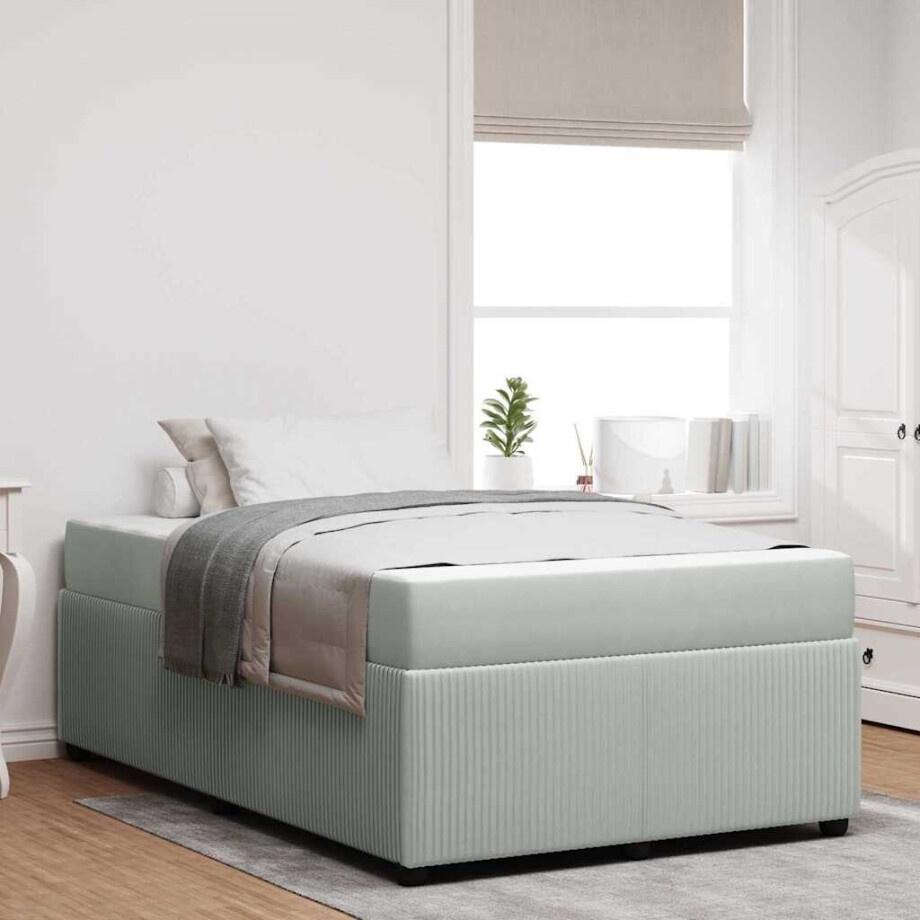 vidaXL Bedframe met matras Anders Lichtgrijs 120 x 190 cm Fluweel vidaXL Bedframe met matras Anders Lichtgrijs 120 x 190 cm Fluweel afbeelding 1