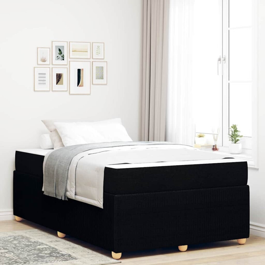 vidaXL Bedframe met matras Zwart 120 x 200 cm Stof afbeelding 1