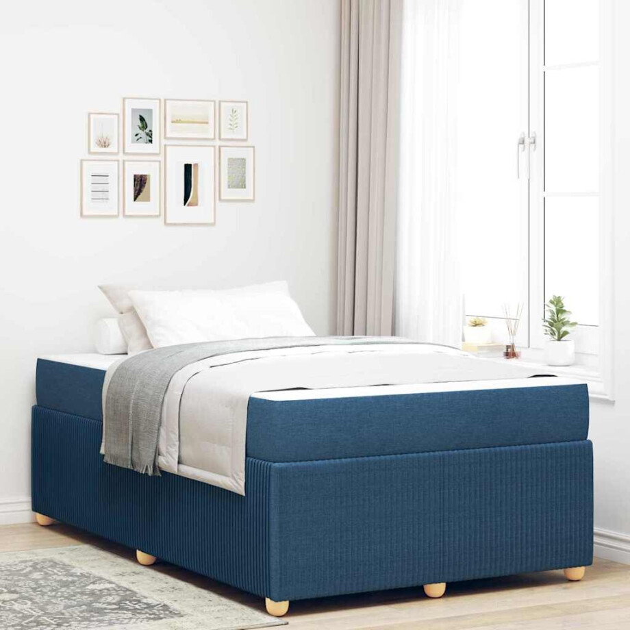 vidaXL Bedframe Anders Blauw 120 x 200 cm Stof vidaXL Bedframe Anders Blauw 120 x 200 cm Stof afbeelding 1