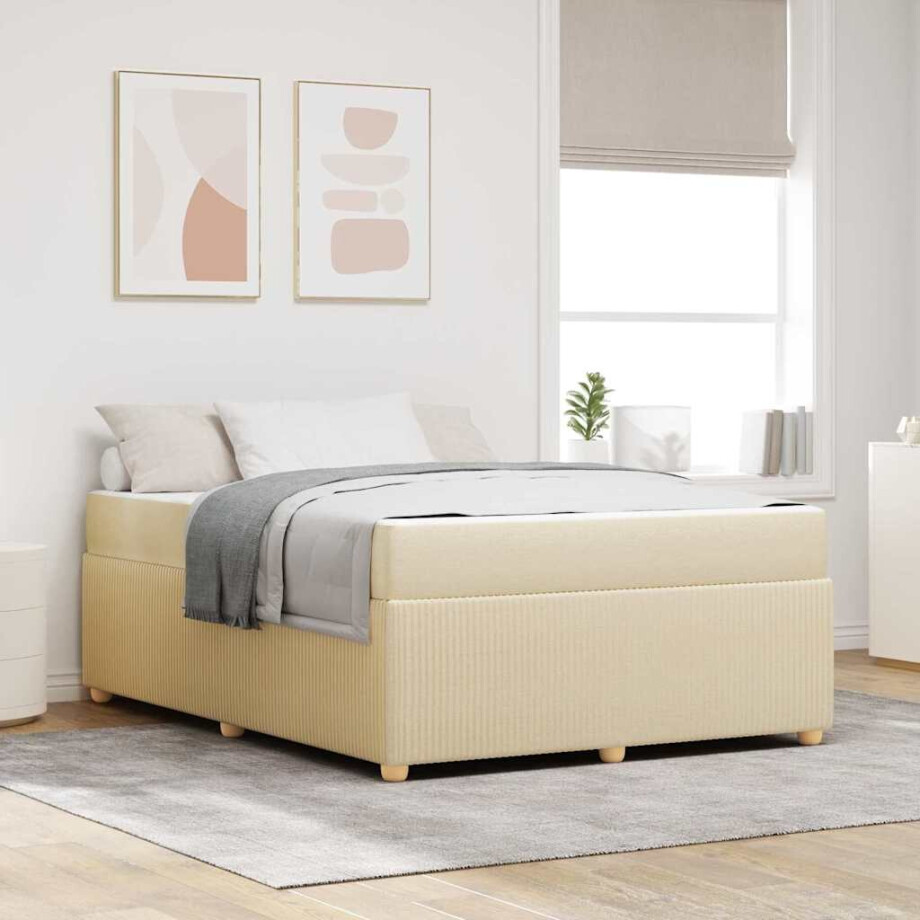vidaXL Bedframe Anders Crème 140 x 200 cm Stof afbeelding 1