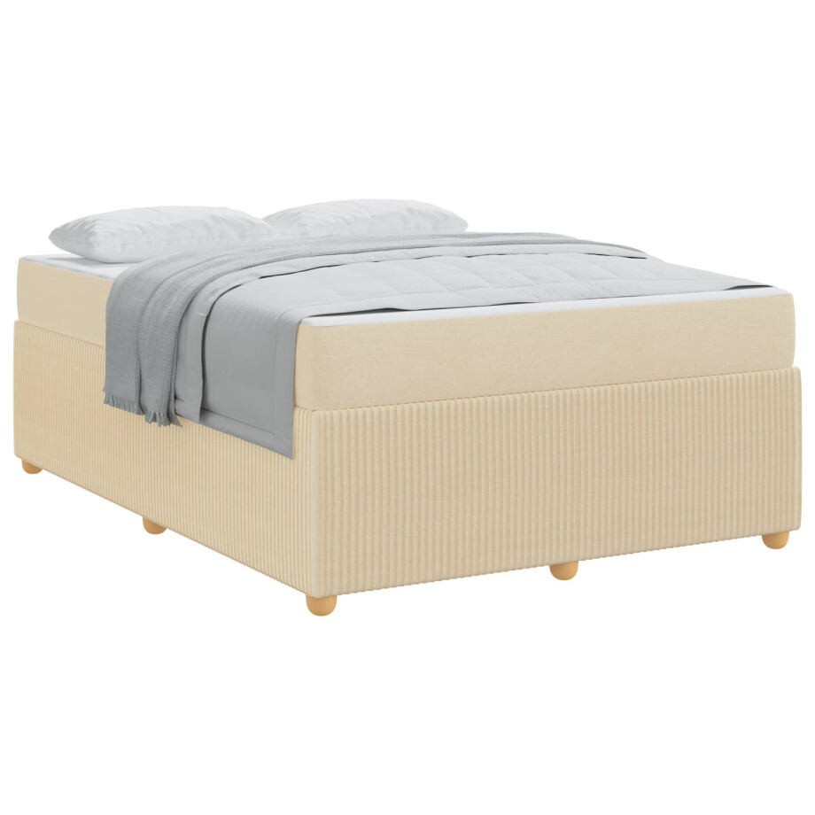 vidaXL Bedframe met matras Crème 160 x 200 cm Stof afbeelding 1