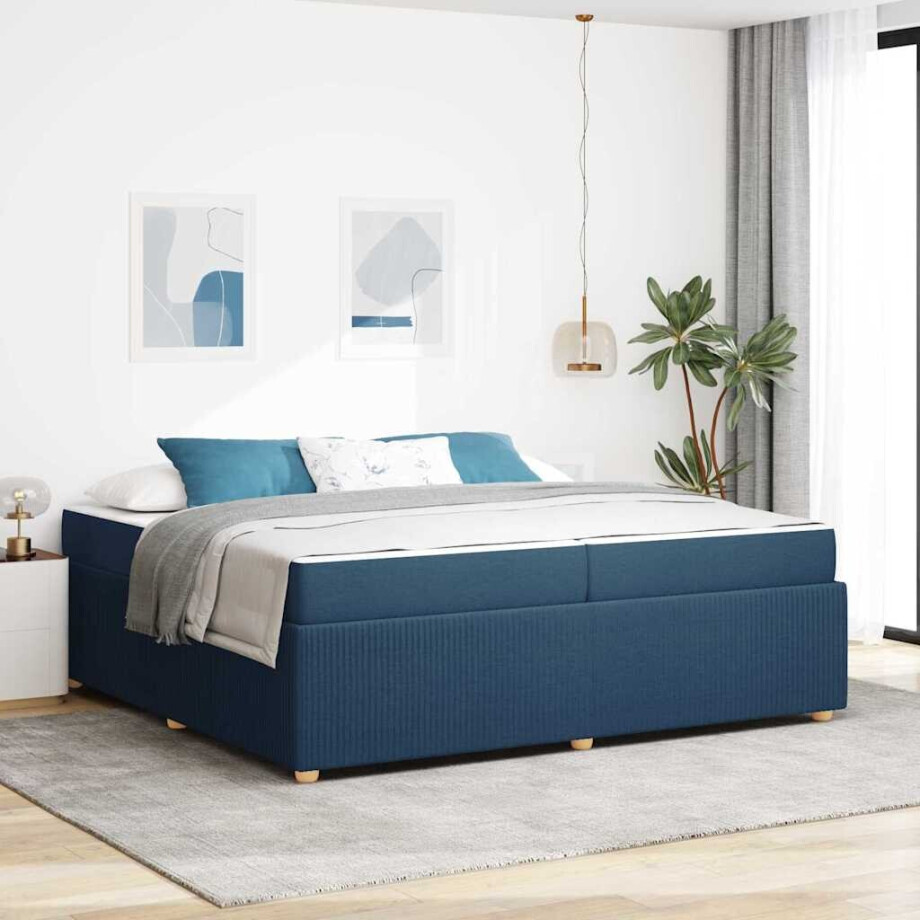 vidaXL Bedframe Anders Blauw 200 x 200 cm Stof vidaXL Bedframe Anders Blauw 200 x 200 cm Stof afbeelding 1