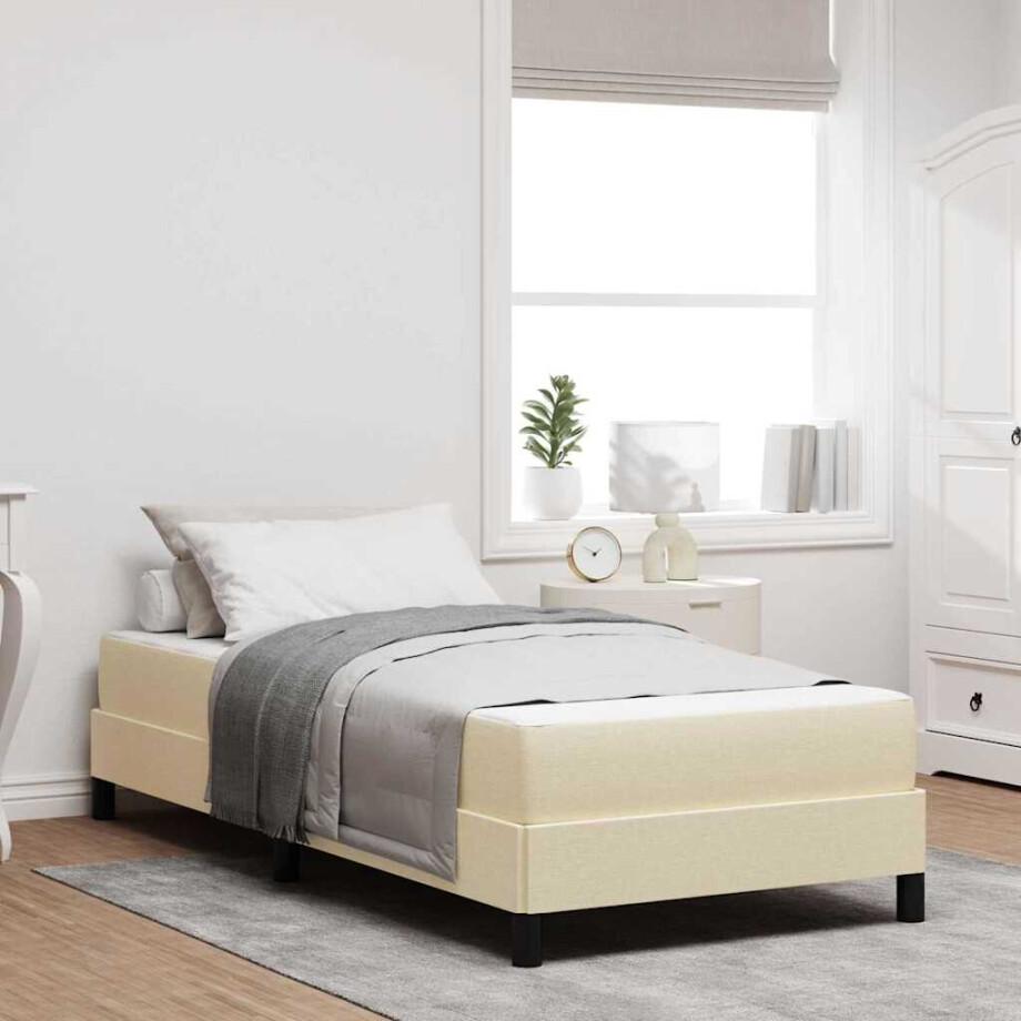 vidaXL Boxspringbed met matras Crème 80 x 200 cm Stof afbeelding 1