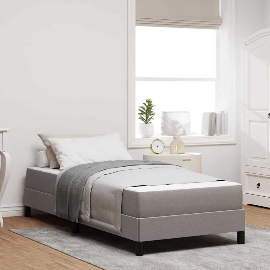 vidaXL Boxspringbed met matras Taupe 90 x 190 cm Stof afbeelding 1