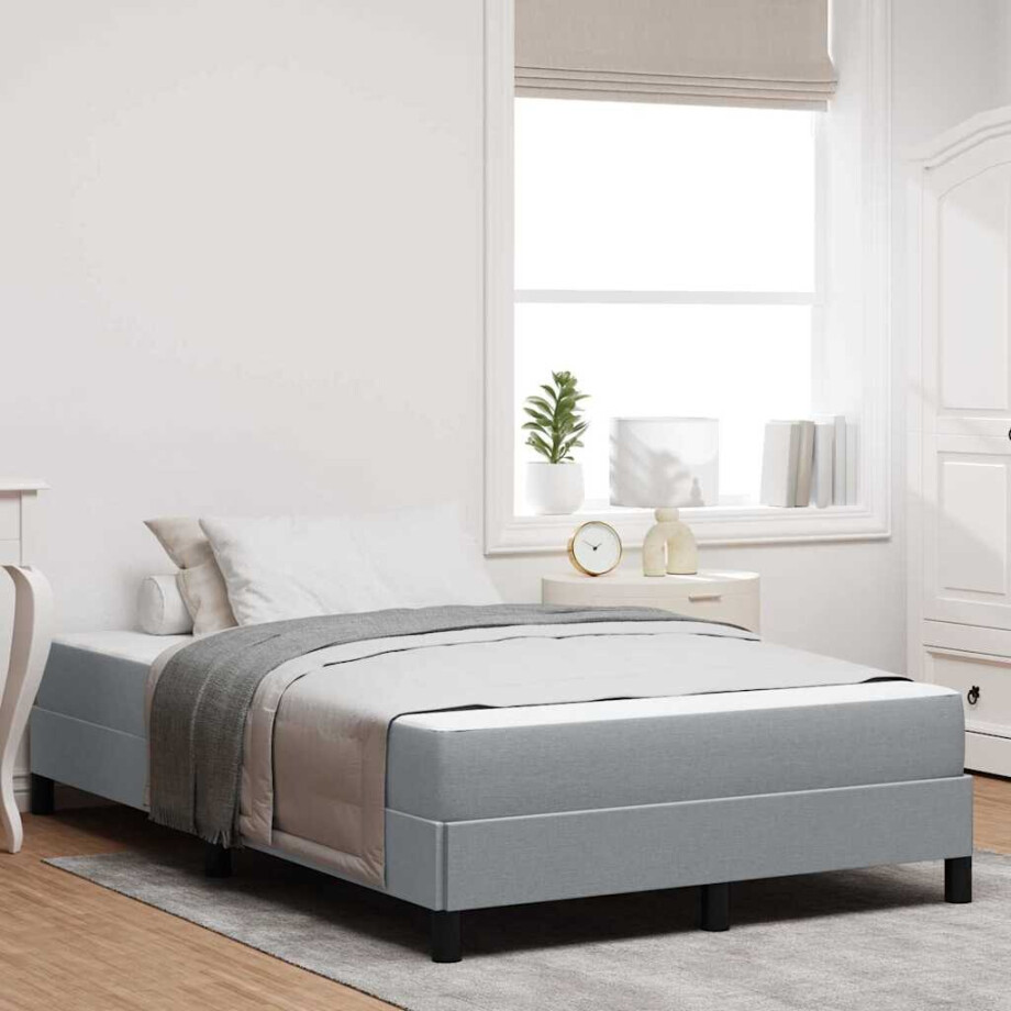 vidaXL Boxspringbed met matras Lichtgrijs 120 x 200 cm Stof afbeelding 1