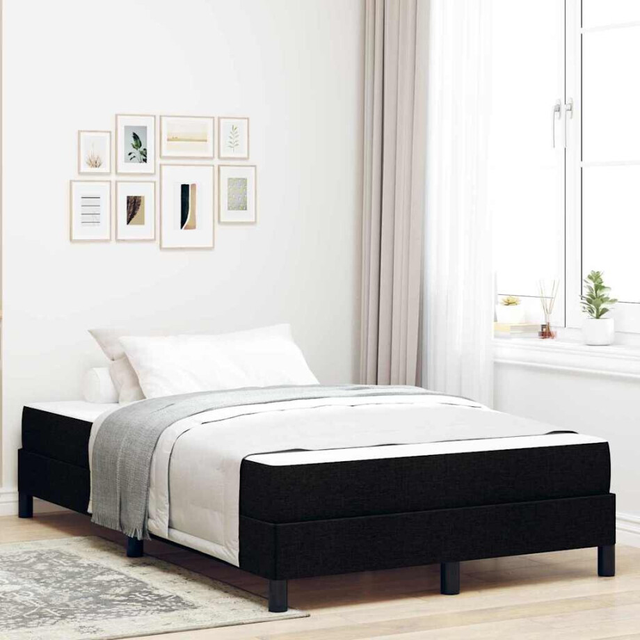 vidaXL Boxspringbed met matras Zwart 120 x 200 cm Stof afbeelding 1