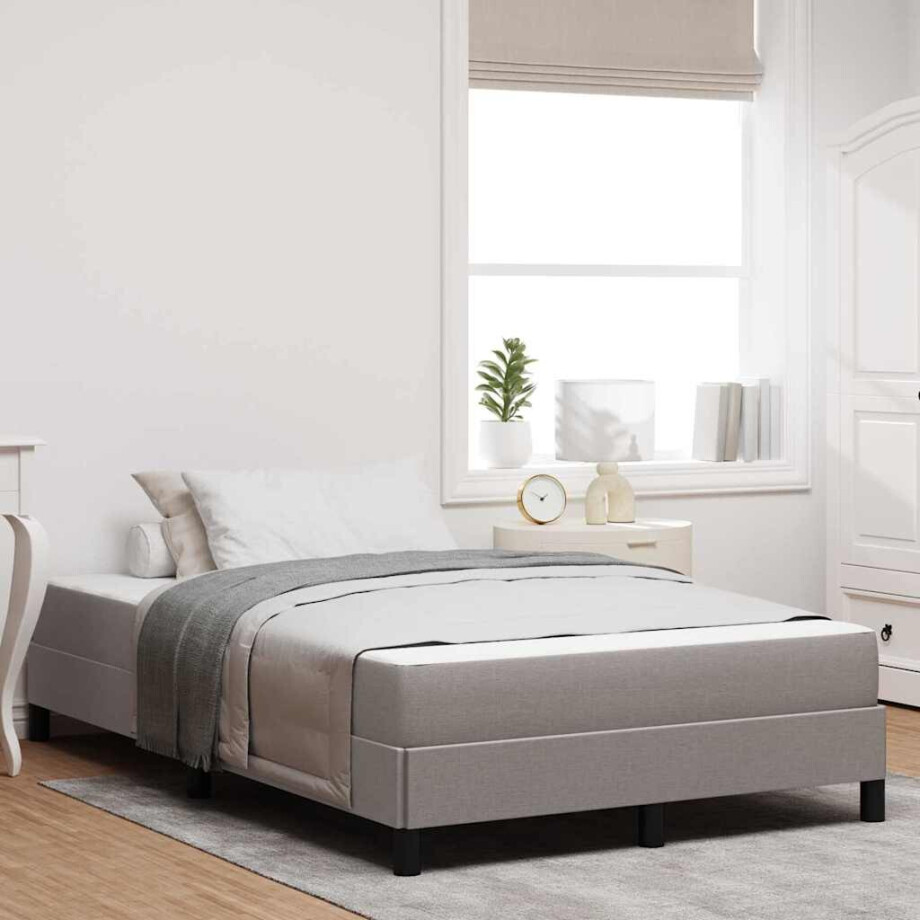 vidaXL Boxspringbed met matras Taupe 120 x 200 cm Stof vidaXL Boxspringbed met matras Taupe 120 x 200 cm Stof afbeelding 1