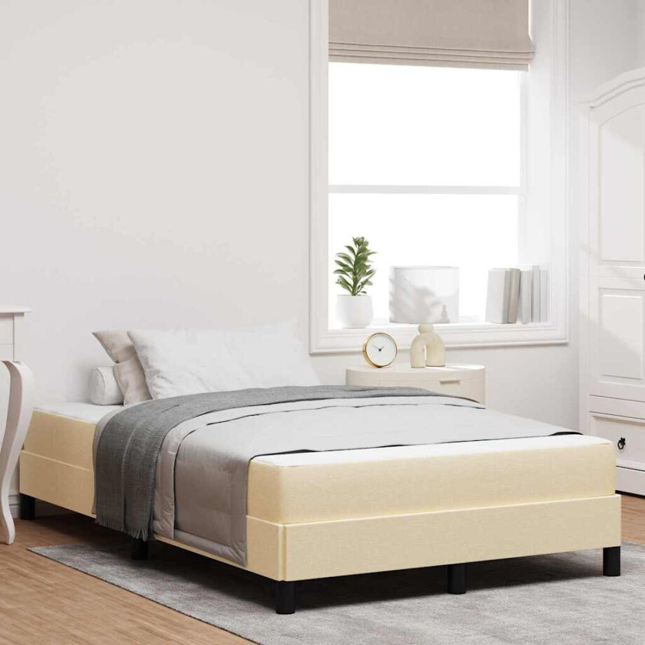 vidaXL Boxspringbed met matras Crème 120 x 200 cm Stof vidaXL Boxspringbed met matras Crème 120 x 200 cm Stof afbeelding 1