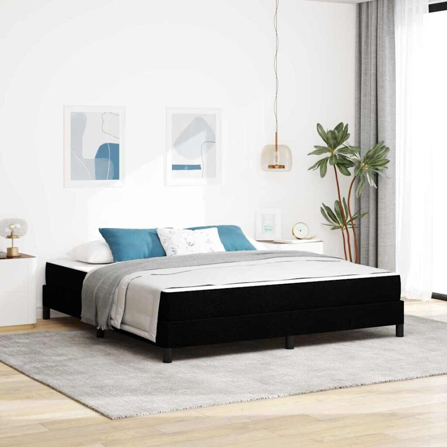 vidaXL Boxspringbed met matras Zwart 180 x 200 cm Stof afbeelding 1
