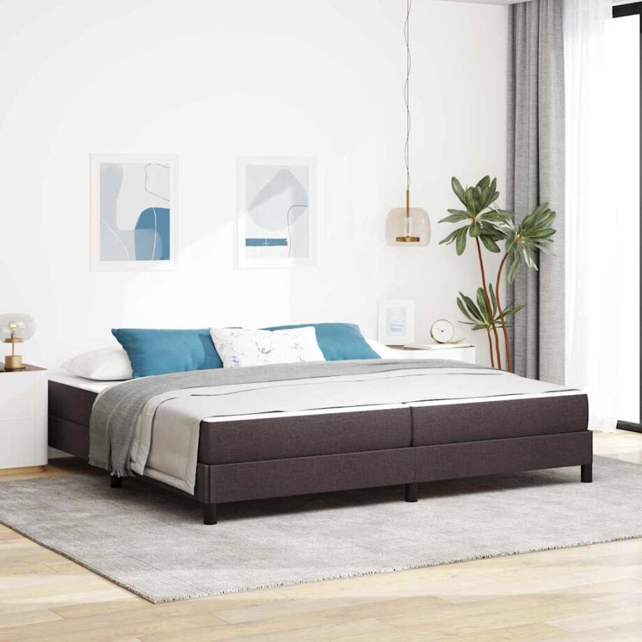 vidaXL Boxspring bed Anders Donkerbruin 200 x 200 cm Stof vidaXL Boxspring bed Anders Donkerbruin 200 x 200 cm Stof afbeelding 1