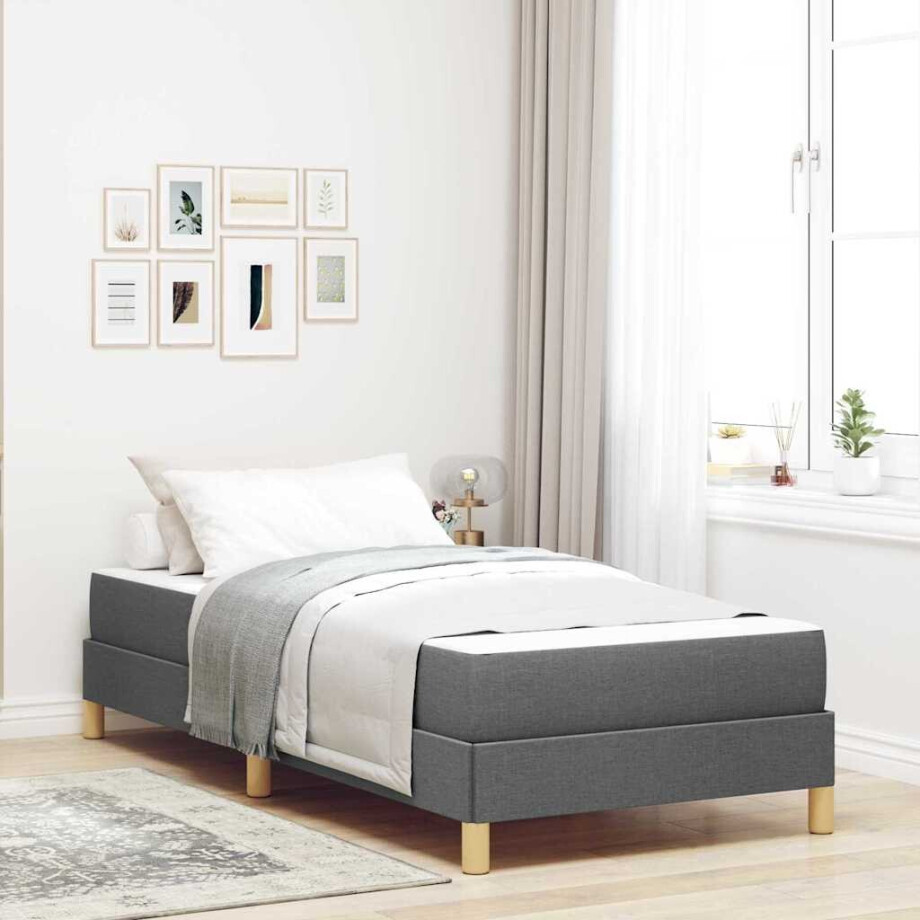 vidaXL Boxspring bed Taupe, Bruin 90 x 190 cm Stof, Engineered Hout afbeelding 1