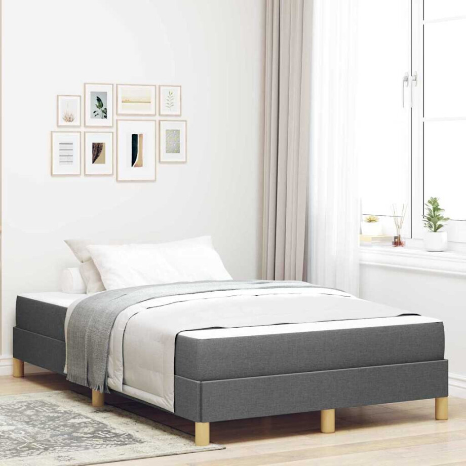 vidaXL Boxspring bed Taupe, Bruin 120 x 190 cm Stof, Engineered Hout afbeelding 1