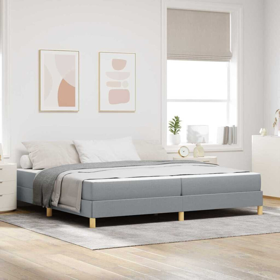 vidaXL Boxspring bed Taupe, Bruin 200 x 200 cm Stof, Engineered Hout vidaXL Boxspring bed Taupe, Bruin 200 x 200 cm Stof, Engineered Hout afbeelding 1