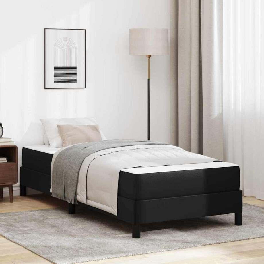 vidaXL Bedframe met matras Zwart 90 x 190 cm Stof afbeelding 1