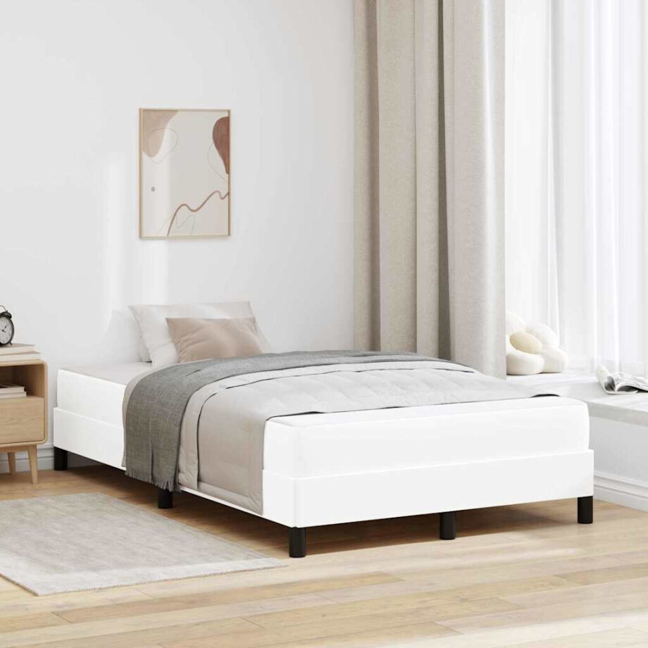 vidaXL Bedframe met matras Puur Wit 120 x 190 cm Stof vidaXL Bedframe met matras Puur Wit 120 x 190 cm Stof afbeelding 1