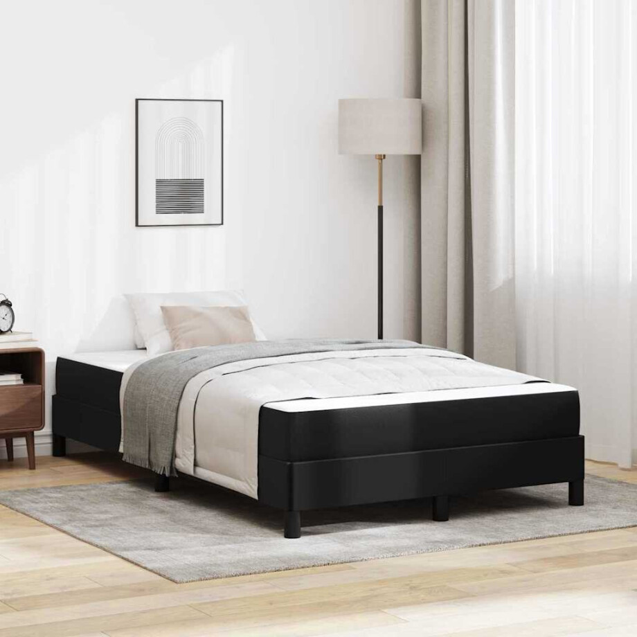 vidaXL Bedframe met matras Zwart 120 x 200 cm Stof afbeelding 1