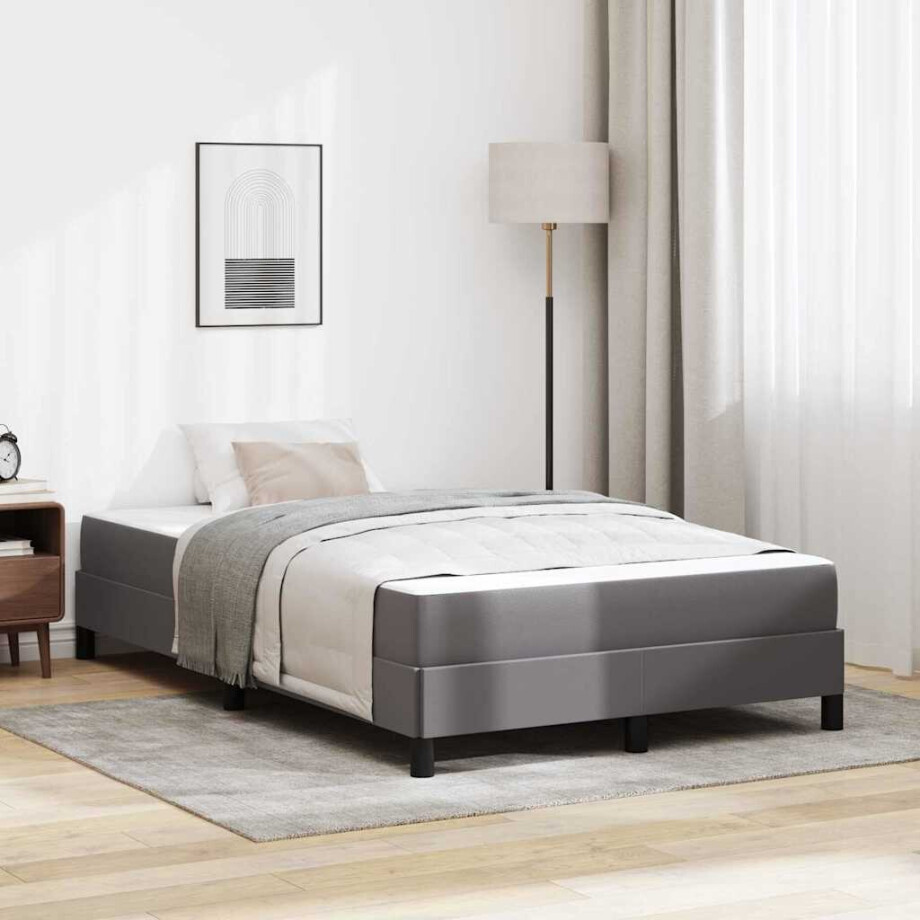 vidaXL Bedframe met matras Grijs 120 x 200 cm Stof vidaXL Bedframe met matras Grijs 120 x 200 cm Stof afbeelding 1